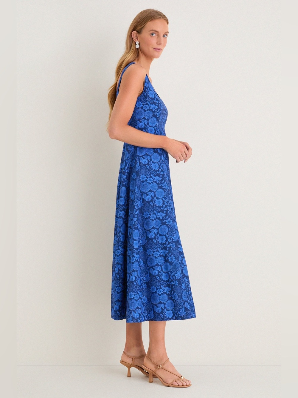Hyacinth House Cobalt Blue Dahlia Floral Catie Dress SzXL New - Picture 3 of 10